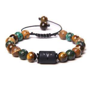 Pulsera de Piedras Naturales Tejidas de la <span class=keywords><strong>Amistad</strong></span> de las Constelaciones, Ojo de Tigre Africano, Pino de Doce, Elástica, Unisex, Regalo, Brazaletes Religiosos - Product Image 6