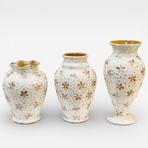 Vase en mosaïque de nacre fait main, vase à fleurs de luxe pour table, décoration élégante pour la maison, décoration de centre de table pour mariage - Product Image 1