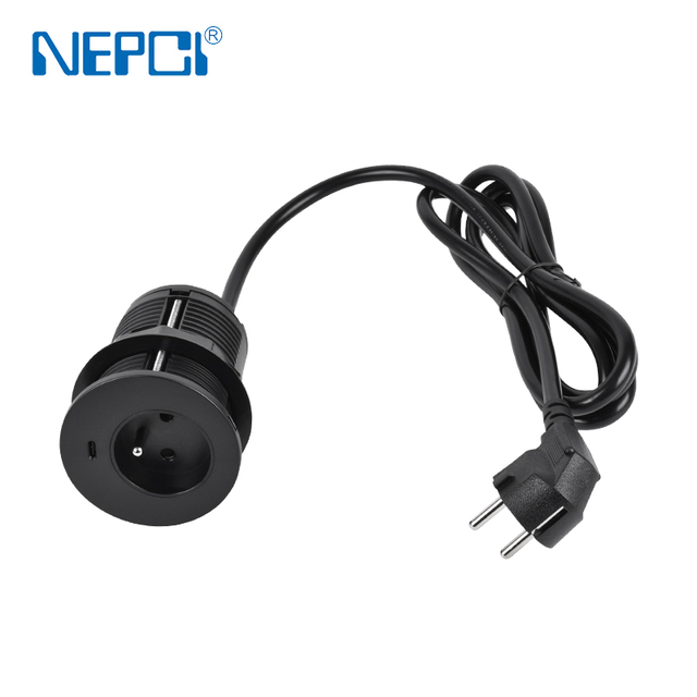 NEPCI New Arrivals French Type USB Socket Outlet 16A XJY-AC-01FR-65C Desktop Embedded Socket with USB-C Fast Charging 65w