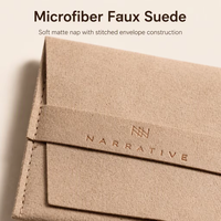 Coffret et Sac d'Emballage Bijoux Personnalisé avec Logo, Pochette Enveloppe en Faux Daim avec Coussinets, Sac de Conditionnement Bijoux en Microfibre avec Rabat