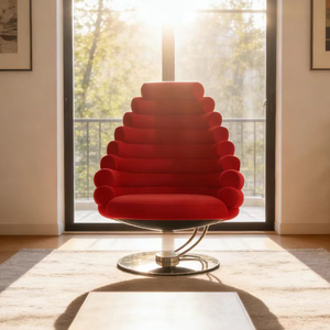 Fauteuil de <span class=keywords><strong>loisir</strong></span> en tissu rouge minimaliste nordique, base en métal en spirale unique, chaise de coiffeuse créative, canapé confortable et unique, décoration - Product Image 3