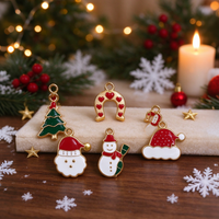 Liontin Logam Anti Oksidasi Enamel Natal Bahan Stainless Steel untuk Pembuatan Perhiasan, Aksesoris Kalung, Gelang, Anting DIY