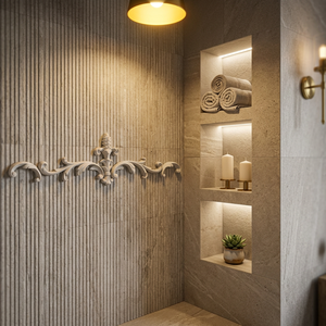 Mosaico de Techo y Pared para Sala de Estar con Decoración Floral de PU Estilo Francés, Material de Silicona Suave Tallada - Product Image 1