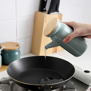 Set di bottiglie di olio e aceto in ceramica da cucina dal Design semplice/Set di vasetti di spezie in ceramica con coperchio in bambù - Product Image 6