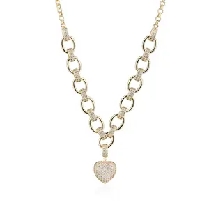 Hartvormige Micro-Set Ketting Creatieve Vol Diamanten Liefde Slot Ketting Hot Selling Micro Zirconia Hanger Ketting