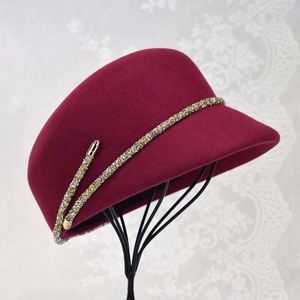 Outdoor Casual Lady Fashion Baseball <b>Hat</b> Decoration Women Equestrian Cap 100% Wool Felt <b>Hat</b> - Product Image 2