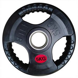 Disques de musculation en caoutchouc à triple grip, plaques de poids en caoutchouc pour haltères, idéales pour la musculation - Meilleures ventes - Product Image 5