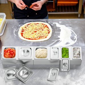ภาชนะเก็บท็อปปิ้งพิซซ่าสำหรับครัว ทำจากสแตนเลส GN Food Pan สำหรับร้านอาหารและร้านพิซซ่า - Product Image 4