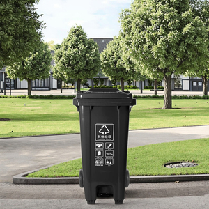 Bán buôn 120L màu xanh lá cây ngoài trời HDPE Nhựa thùng rác với chân bàn đạp bánh Thiết kế thân thiện với môi cho thương mại & sử dụng nhà - Product Image 6