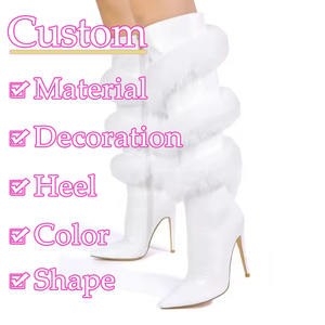 Fabricant Personnalisé Usine Luxe Dames Sexy Stiletto Genou <span class=keywords><strong>Talon</strong></span> <span class=keywords><strong>Haut</strong></span> Fourrure Imprimé Croc Femmes Large Mollet Chaussures Bottes - Product Image 2