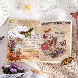 45 autocollants par paquet, série Fée des Fleurs, mini-boîte, autocollants PET pour scrapbooking, journal, carnet, étiquettes DIY, décoration de carnet de notes - Product Image 5