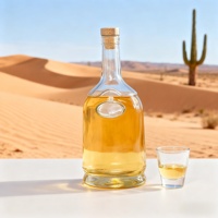 Bouteille en verre de flint ovale à fond épais de 750 ml avec logo personnalisé de luxe, avec impression sérigraphique pour gin, rhum, vodka