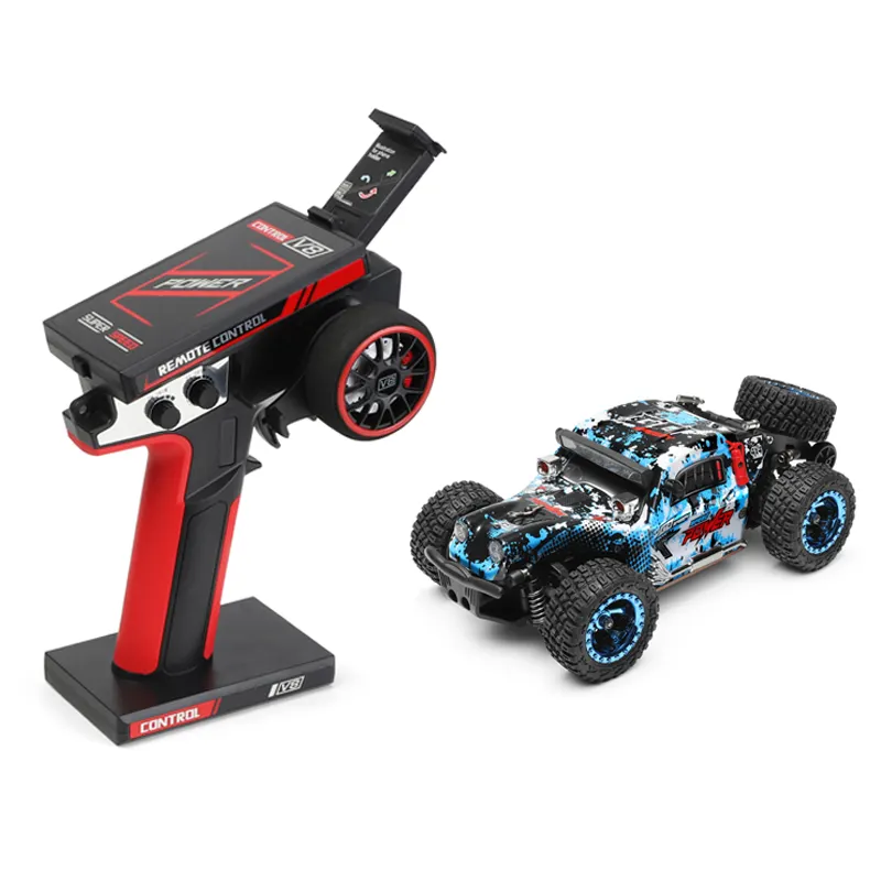 Wltoys 1/28 mobil remote control 4WD, truk lampu LED kecepatan tinggi mendaki jalanan tak beraspal 2.4G 284161