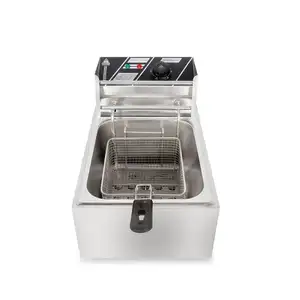 6L 2500W Industrial Single Basket Electric Deep Fryer with Temperature Control Extra Thick Stainless Steel