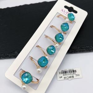 징징 슈핑 주얼리 인스 패션 멀티 컬러 18K 금도금 크리스탈 웨딩 파티 반지 하트 모양 라인스톤 여성용 선물 - Product Image 4