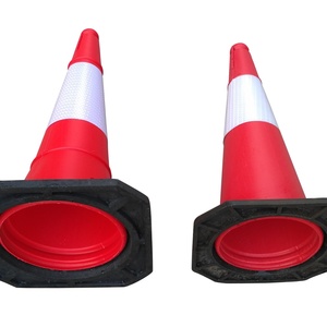 Cônes de signalisation routière flexibles en PVC/PE Shunlu modèle A040 750 mm rouge et noir, haute visibilité, réfléchissants, pour la sécurité routière et les avertissements de circulation. - Product Image 2