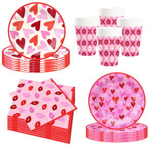Juego de Vajilla para Fiesta de San Valentín DAMAI, Incluye Plato de Papel, Vaso de Papel y Servilleta para Decoraciones de San Valentín - Product Image 5
