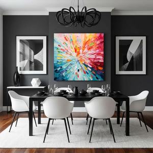 Peinture abstraite colorée en impasto avec texture 3D, peinture artisanale sur toile, art mural pour une décoration intérieure sophistiquée - Product Image 3