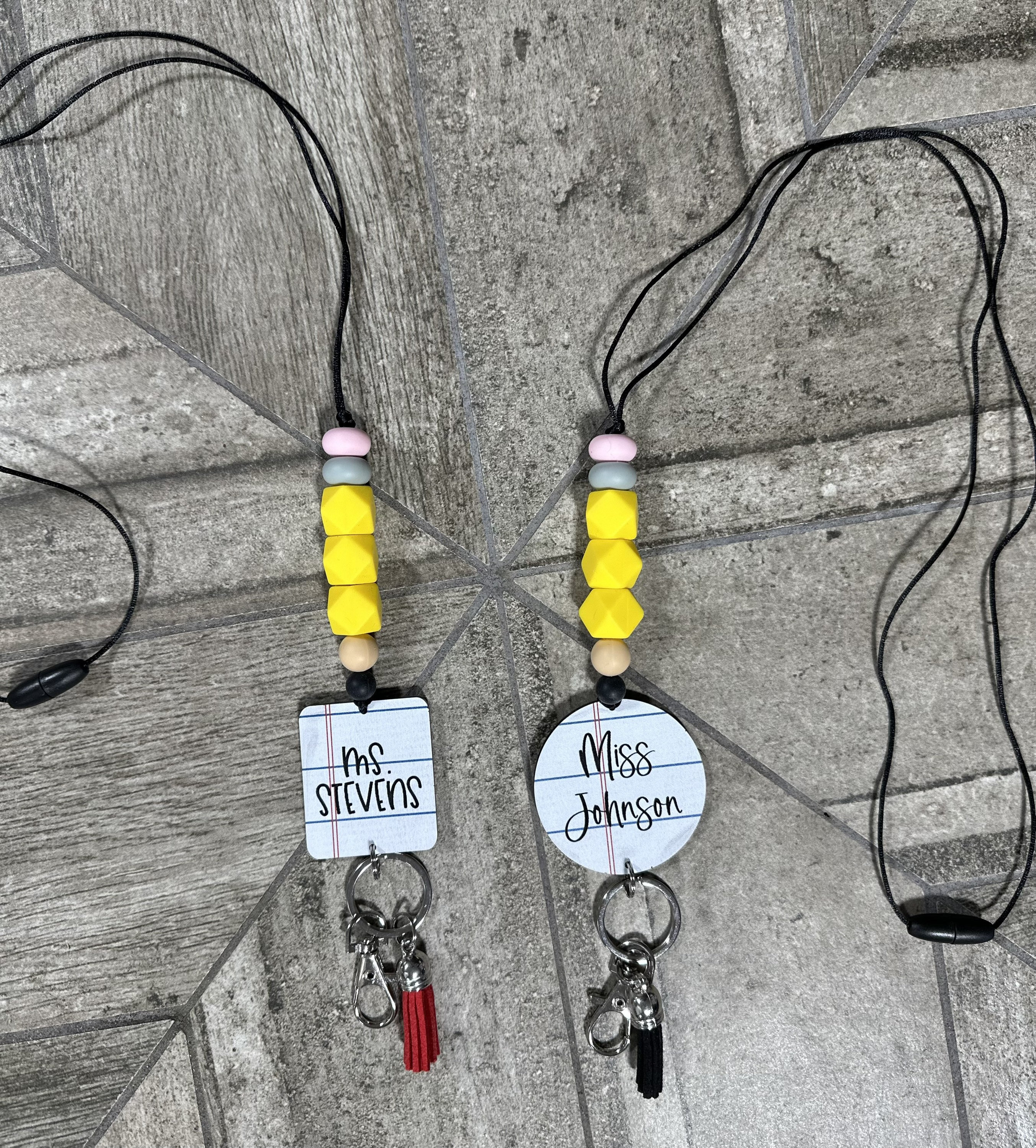 Custom Teacher Personalized Acrylic Pencil Lanyard Teacher Lanyard Gift Silicone Beaded Badge Lanyard Image 4