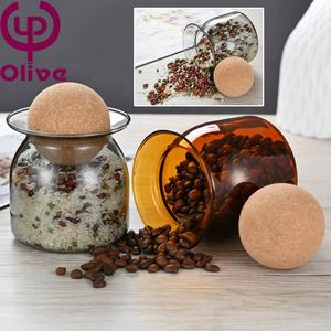 Kaleng penyimpanan makanan kaca dapur kaca borosilikat tinggi kaca Amber warna abu-abu kopi teh Grain disegel stoples penyimpanan Wth Ball <span class=keywords><strong>Cork</strong></span> - Product Image 3