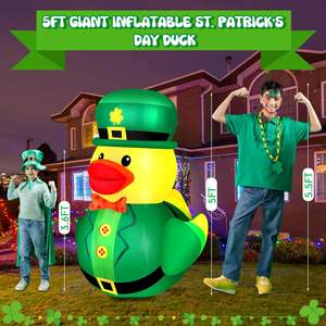 Canard lutin gonflable de 5 pieds avec chapeau Lucky Shamrocks Vente chaude ST. Décoration Fête de <span class=keywords><strong>Patrick</strong></span> - Product Image 5