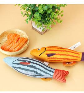 <b>Plush</b> Print Squeaky Custom New Style Catnip Nip Chew <b>Cat</b> Fish Toy Interactive <b>Cat</b> Toy - Product Image 1