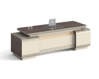 Escritorio de Oficina de Madera con Caja para Cables Oculta, Tomas de Corriente Integradas y Almacenamiento con Cerradura de Contraseña - Diseño para Oficinas Comerciales/Domésticas