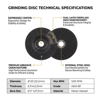 Disque de ponçage à lamelles de 125 mm pour le polissage des métaux, abrasif haute performance