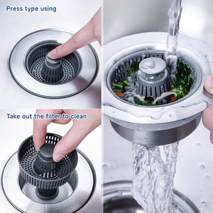 Thép không gỉ pop-up Bồn Rửa Nhà Bếp Cắm, cống ống bồn rửa cống lọc 3 trong 1 bồn rửa nhà bếp cống Lọc và cắm kết hợp - Product Image 4