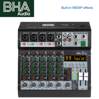 Console de mixage audio 6 canaux BHA M6X avec entrées XLR et TRS 6,35 mm, table de mixage DJ professionnelle pour scène live et karaoké, nouvelle arrivée OEM