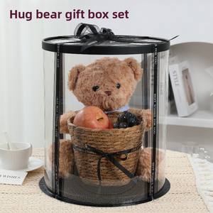 Caja de Regalo Ecológica con Oso de Peluche Navideño, Set Completo con Ramo de Castañas y Cerezas, Regalo Creativo para Novia - Product Image 2