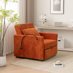 Sofá Cama Plegable Individual de Doble Uso, Sofá Reclinable Multifuncional con Reposapiés Extensible, Sofá de Salón de Belleza - Product Image 4