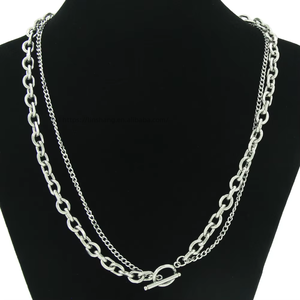 OT Buckle Double-layer Cuban <b>Chain</b> Wearing Sweet and Cool Necklace, Trendy Girl <b>Titanium</b> Steel Neck <b>Chain</b> Tanjing Fashion - Product Image 1