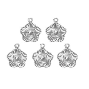 Gold <b>Silver</b> Two Tone Stainless Steel Classic Flower <b>Charms</b> Unisex Pendants for DIY Jewelry Making Accessories - Product Image 3