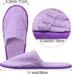 Geyoga 24 Pares de Pantuflas Desechables con Punta Cerrada, Deportivas, a Cuadros, Resistentes a las Manchas, para Huéspedes, 2 Tallas, Parte Superior de Algodón, Suela de PVC, para Hotel - Product Image 3