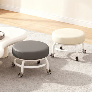 Taburete con ruedas, cojín redondo suave, con ruedas para uso doméstico, tamaño adulto - Product Image 2