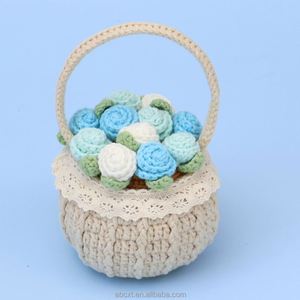 Decoración de Escritorio para el Hogar, Regalos Hechos a Mano, Mini Flor Artificial, Cesta de Flores de Rosa de Ganchillo - Product Image 5