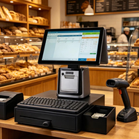 Caisse enregistreuse POS pour Windows/Linux/Android, système POS avec écran 15,6 pouces, imprimante intégrée