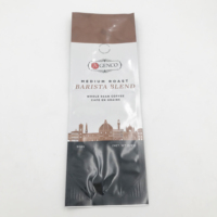 Sachet de café personnalisé imprimé avec soufflet latéral et valve de dégazage, pochette d'emballage plastique de qualité alimentaire