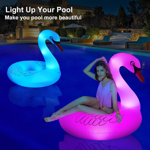 Năng lượng mặt trời Powered LED thay đổi màu sắc <span class=keywords><strong>Inflatable</strong></span> <span class=keywords><strong>Swan</strong></span> bơi ống Nhẫn Light-Up động vật Float cho hồ bơi trang trí - Product Image 4