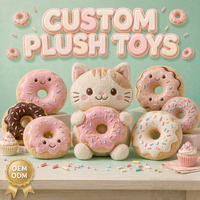 Jouets en peluche personnalisés en forme de beignets OEM ODM, peluches en forme de chaton, beignets, cupcakes, desserts, vente en gros