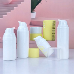 Flacon vide blanc cosmétique sans air en PP, forme ronde, scellé sous vide avec pompe pour masque facial et logo personnalisé - Product Image 5