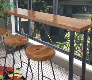 Barra de Bar Moderna <span class=keywords><strong>y</strong></span> Ecológica de Madera Maciza WAyon para Tienda de Té con Leche, con Mesa <span class=keywords><strong>Alta</strong></span> <span class=keywords><strong>Estrecha</strong></span> <span class=keywords><strong>y</strong></span> Sillas/Taburetes Largos - Product Image 5