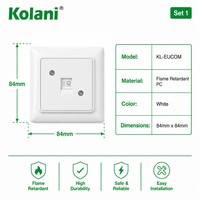 Kolani - Enchufe de Pared para Datos CAT6 Europeo, Estándar Europeo, Color Blanco Brillante, Panel de PC Ignífugo, Puerto RJ45 Único