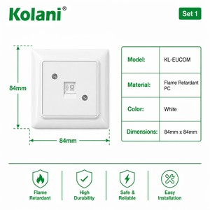 <span class=keywords><strong>Presa</strong></span> a Muro per Dati CAT6 Kolani Standard Europeo, Bianco Lucido, Pannello in PC Ignifugo, Singola Porta RJ45 - Product Image 2