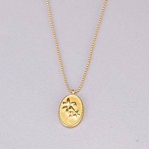 Collier ovale en acier inoxydable 316L, pour fille, <span class=keywords><strong>fait</strong></span> main, couleur or, fleur de lys, titane, <span class=keywords><strong>pull</strong></span>, chaîne pour dame - Product Image 2