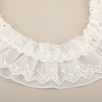 En gros, dentelle en maille hydrosoluble à motif code-barres, accessoires de bordure pour enfants pour jupes, broderie douce pour la maison