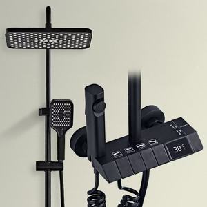 Set pancuran air kamar mandi, panas dingin terpasang di dinding sistem mewah hujan hujan Set pencampur Pancuran Piano luar ruangan sistem Set keran mandi - Product Image 4