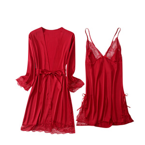 <span class=keywords><strong>Camicia</strong></span> <span class=keywords><strong>da</strong></span> <span class=keywords><strong>notte</strong></span> a due pezzi <span class=keywords><strong>da</strong></span> donna di nuovo stile <span class=keywords><strong>Set</strong></span> di <span class=keywords><strong>vestaglia</strong></span> Sexy canotta seducente per l'estate a maniche lunghe - Product Image 4