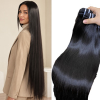 Extensiones de Cabello Humano Virgen Remy Vietnamita de Alta Calidad 14A, Liso Natural, Ondulado, Sin Procesar, con Doble Trama a Máquina para Trenzas